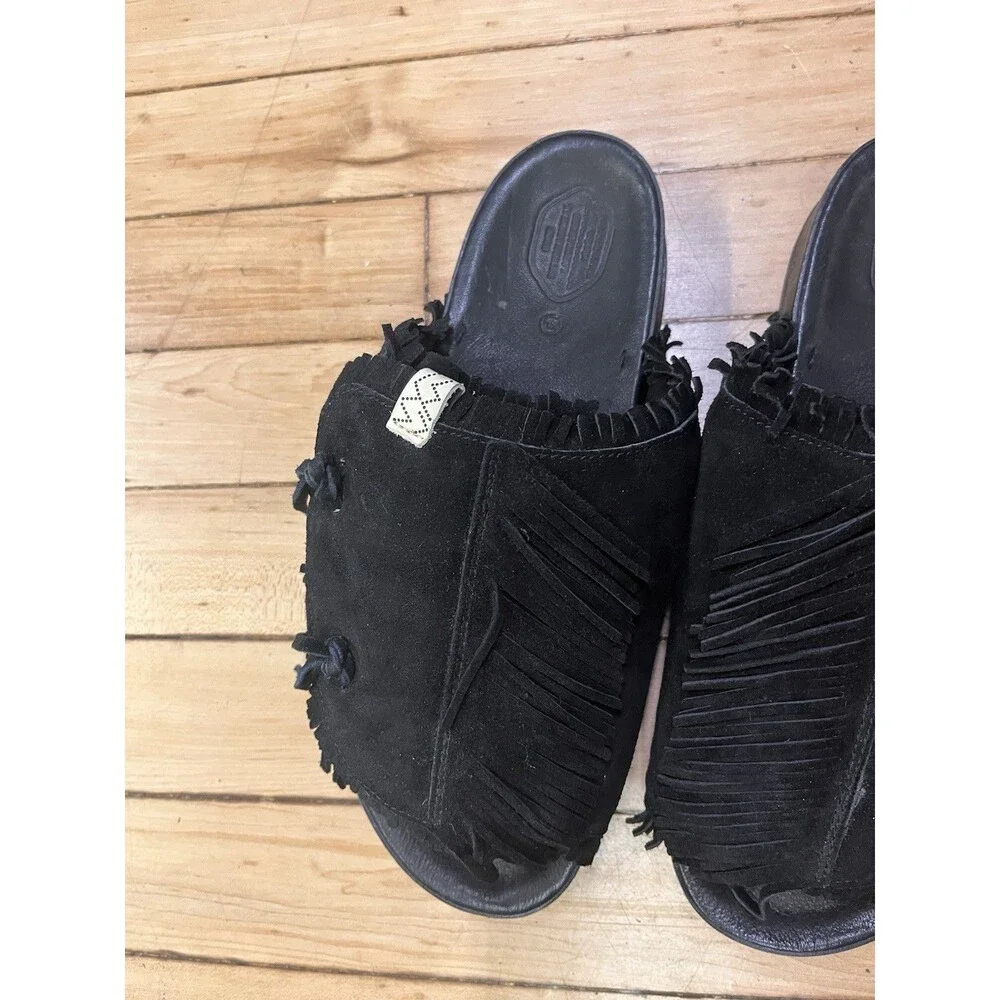 VISVIM Christo Shaman-Folk Black Suede Tassel  Sandals Size XL
